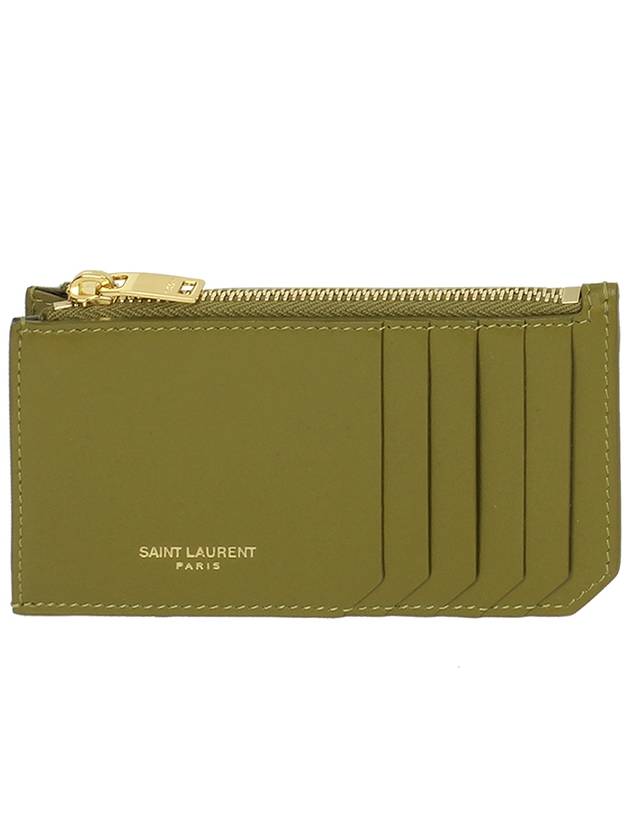 Monogram Fragment Card Wallet Green - SAINT LAURENT - BALAAN 2