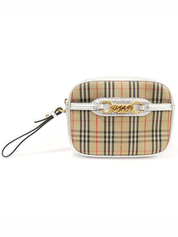 80073521 1983 Checked silver leather gold plated link bumbag belt bag - BURBERRY - BALAAN 1