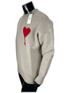 Big Heart Logo Intarsia Wool Knit Top Champagne - AMI - BALAAN 3