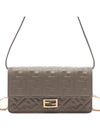 FF Baguette Nappa Leather Long Wallet Grey - FENDI - BALAAN 3