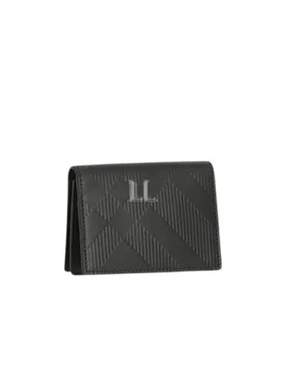 Check Pattern Leather Card Wallet Black - BURBERRY - BALAAN 2