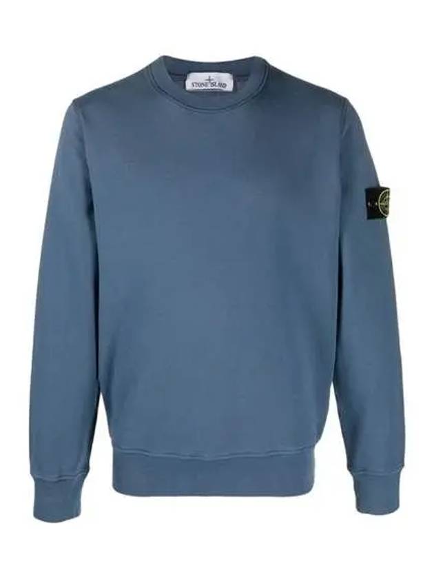 Wappen Patch Garment Dyed Sweatshirt Blue - STONE ISLAND - BALAAN 2