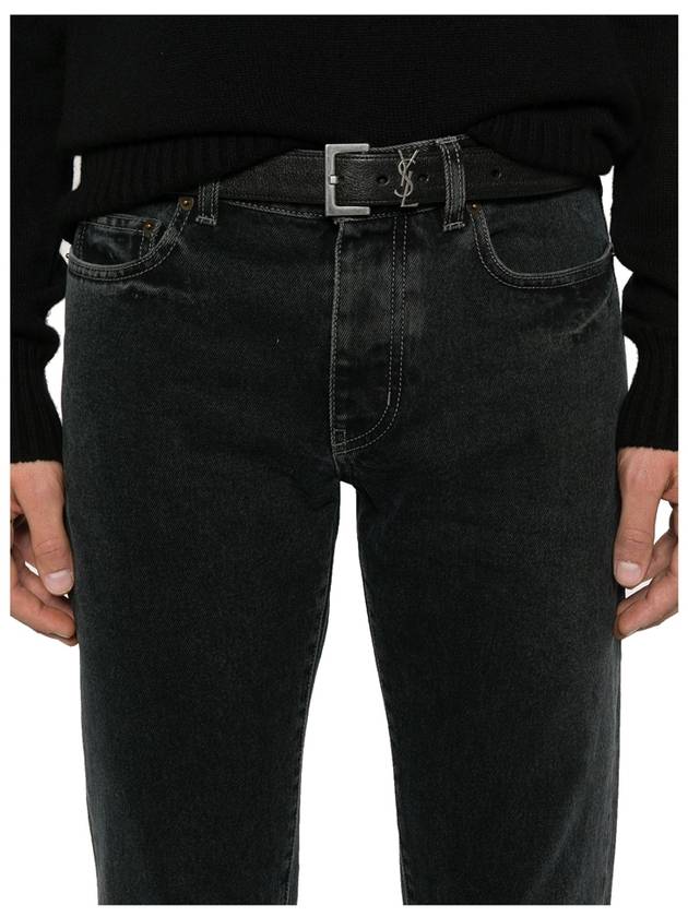 Classic Slim Cut Cotton Straight Jeans Black - SAINT LAURENT - BALAAN 7