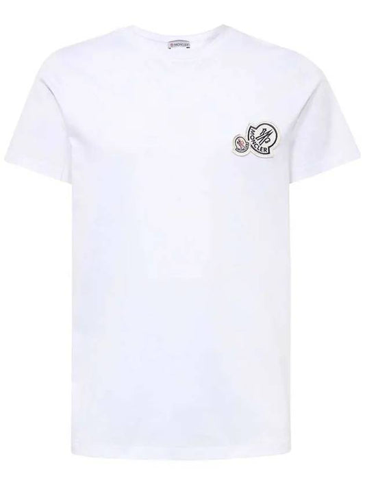 Double Logo Patch T Shirt White 8C000 25 8390Y 001 - MONCLER - BALAAN 1