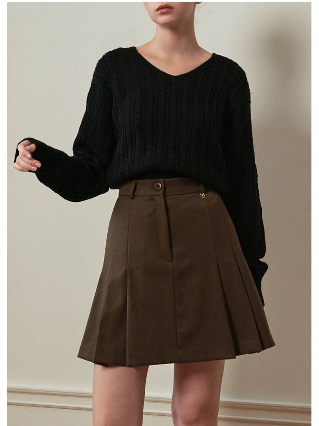 Petrico logo point pleated skirt brown - MICANE - BALAAN 4