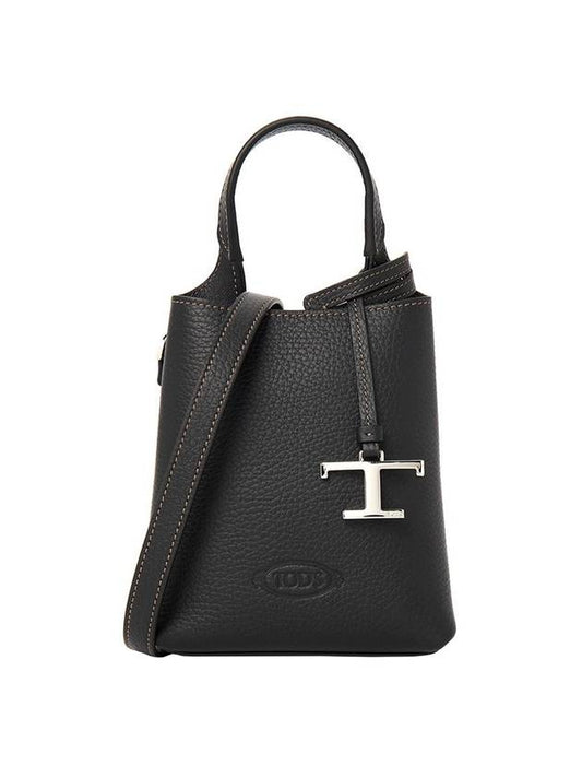 Micro Leather Mini Tote Bag Black - TOD'S - BALAAN 1