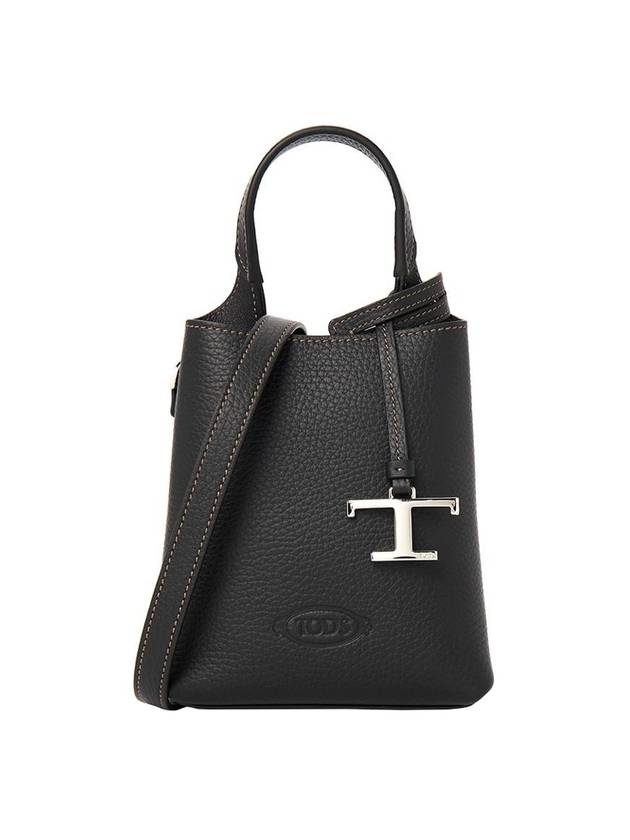 Micro Leather Mini Tote Bag Black - TOD'S - BALAAN 1