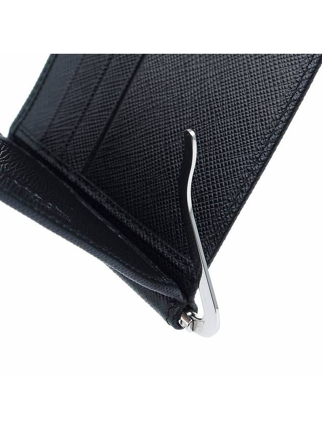 Saffiano Leather Triangle Logo Half Wallet Black - PRADA - BALAAN 11