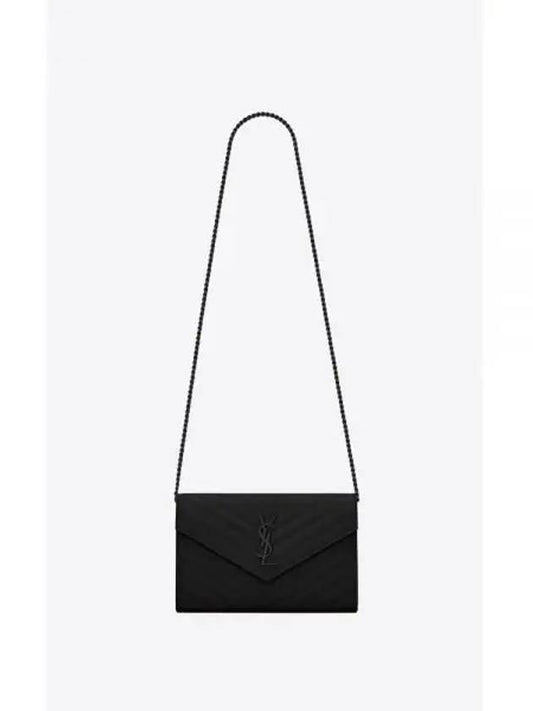 Monogram Envelope Chain Wallet Cross Bag Black - SAINT LAURENT - BALAAN 2