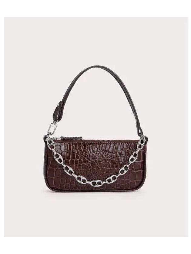 Rachel Croco Embossed Mini Leather Shoulder Bag Nutella - BY FAR - BALAAN 2