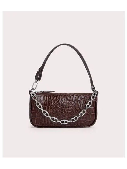 Rachel Croco Embossed Mini Leather Shoulder Bag Nutella - BY FAR - BALAAN 2