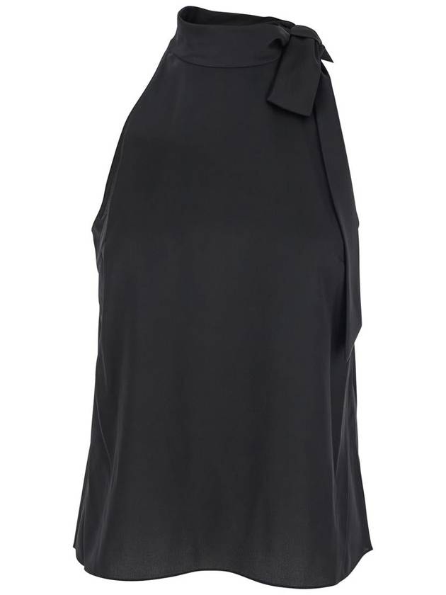 Black Sleeveless Top With Halterneck And Side Tie Detail In Tech Fabric Woman - THEORY - BALAAN 1