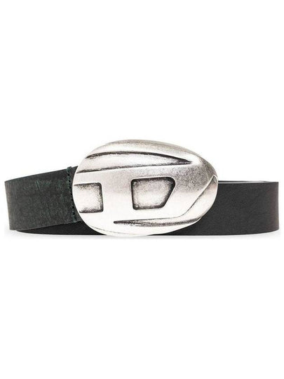 Logo Buckle Treated Leather Belt Green - DIESEL - BALAAN 2