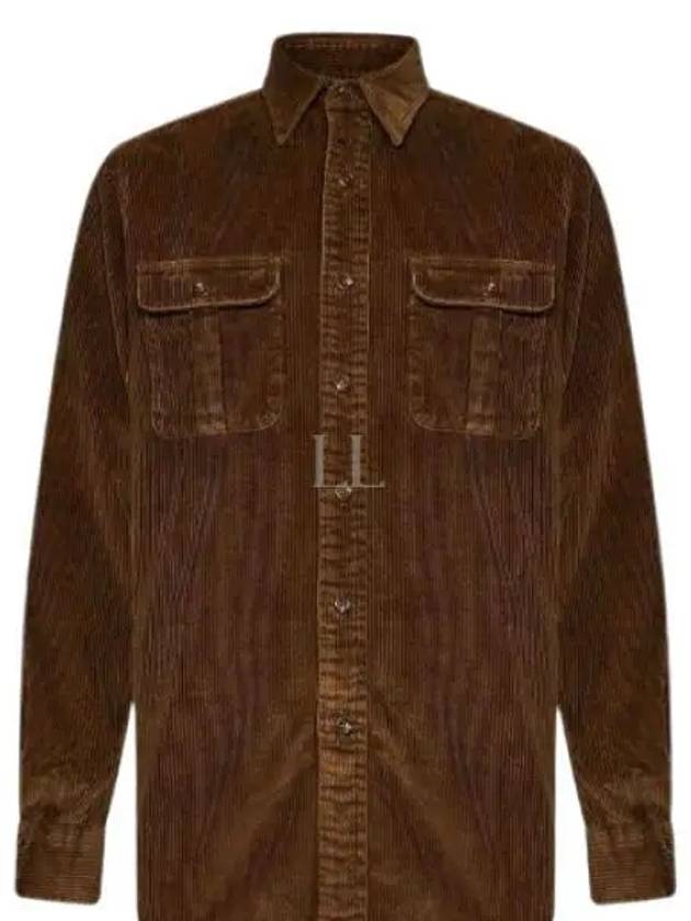 Classic fit suede patch corduroy shirt 710950424002 - POLO RALPH LAUREN - BALAAN 1