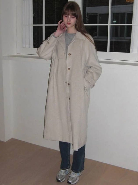 Women's Parisian Wool Trench Coat Ivory - LETTER FROM MOON - BALAAN 1