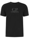 Men's Logo Print Short Sleeve T-Shirt Black - CP COMPANY - BALAAN 1