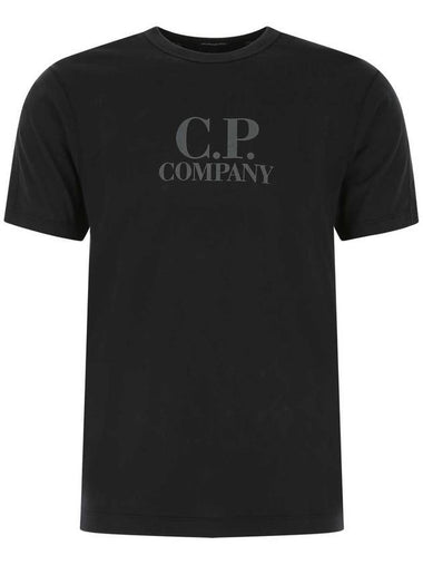 Men's Logo Print Short Sleeve T-Shirt Black - CP COMPANY - BALAAN 1