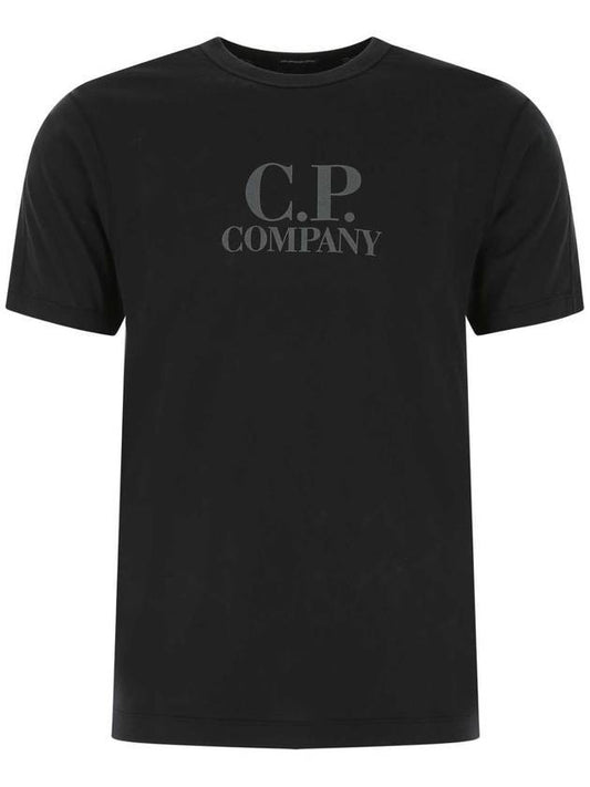 Men's Logo Print Short Sleeve T-Shirt Black - CP COMPANY - BALAAN 1