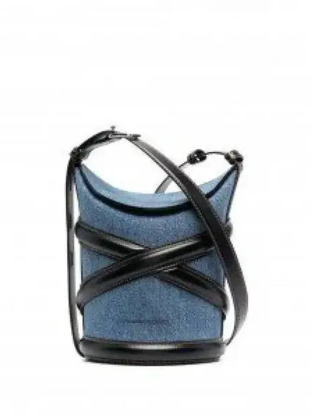 The Curve Two-Tone Denim Bucket Bag Blue Black - ALEXANDER MCQUEEN - BALAAN 2