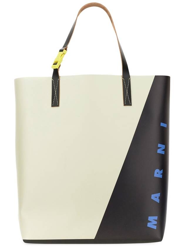 Logo Shopper Tote Bag Black White - MARNI - BALAAN 3