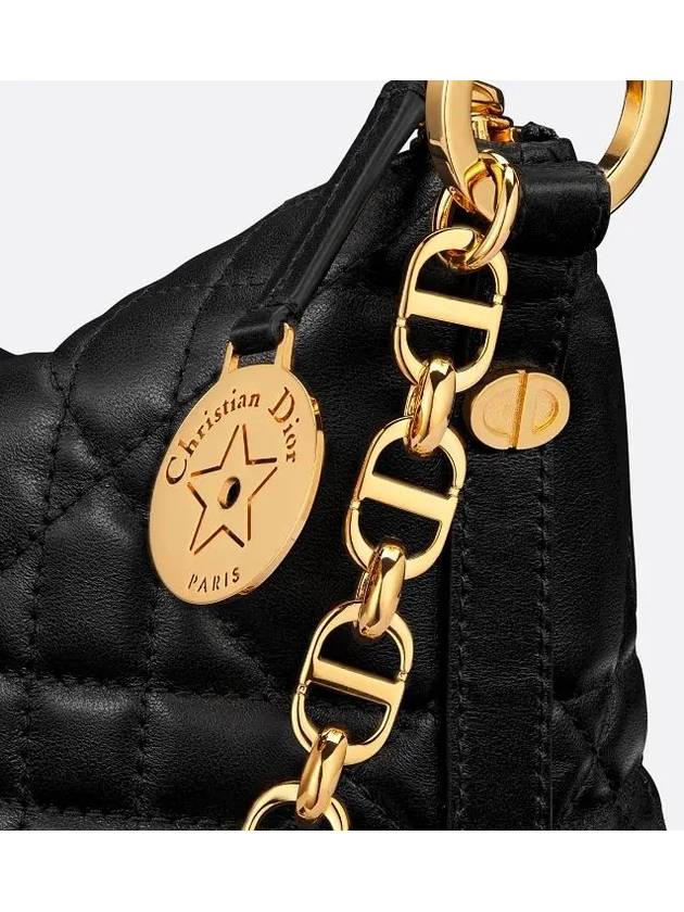 Star Macrocannage Lambskin Chain Hobo Shoulder Bag Black - DIOR - BALAAN 7