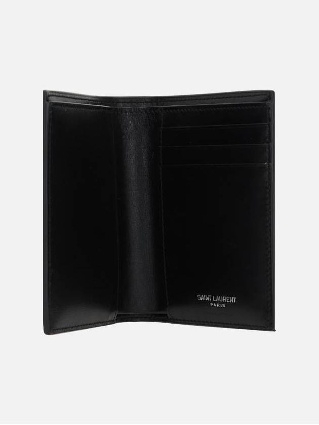 Men's Silver Monogram Fold Half Wallet Black - SAINT LAURENT - BALAAN 3