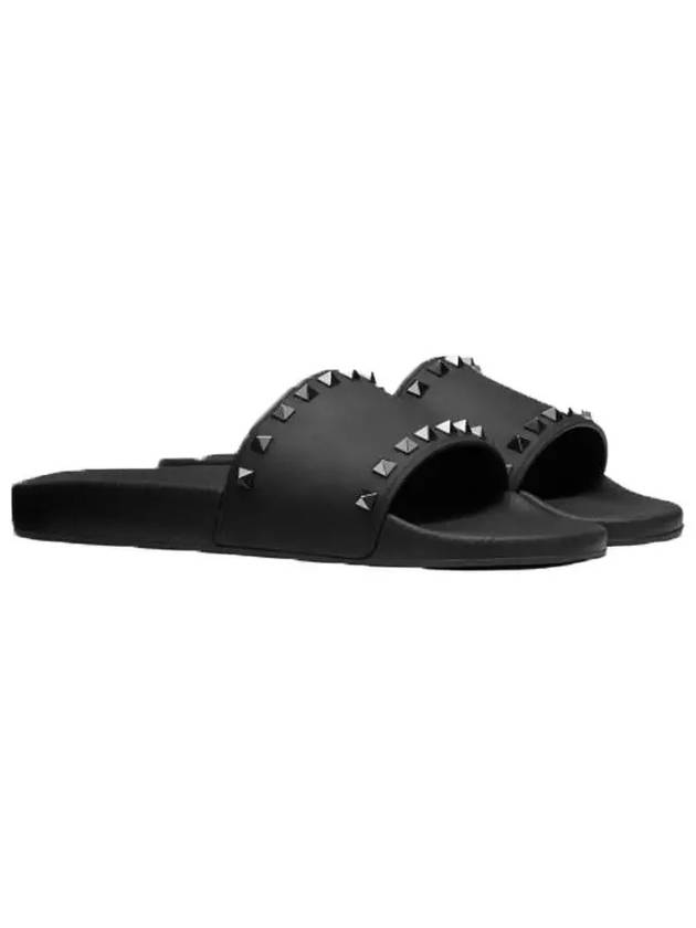 Rockstud Sandals Slippers Black - VALENTINO - BALAAN.