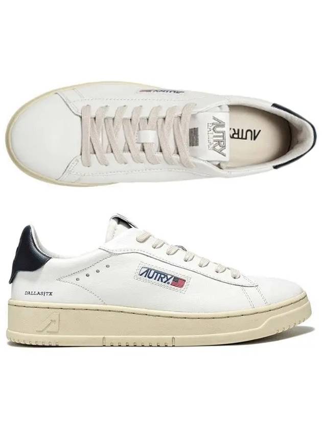 Dallas Navy Tab Leather Low Top Sneakers White - AUTRY - BALAAN 3