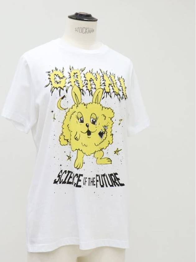 yellow rabbit graphic short sleeve t-shirt - GANNI - BALAAN 4