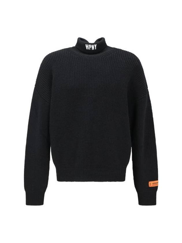 HPNY Embroidered Logo Turtleneck Black - HERON PRESTON - BALAAN 1