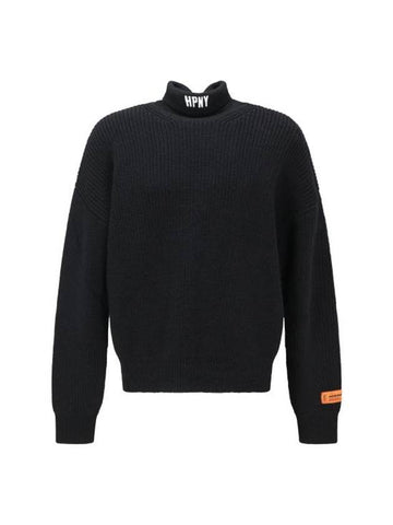 HPNY Embroidered Logo Turtleneck Black - HERON PRESTON - BALAAN 1