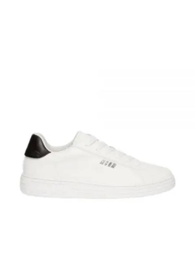 Metal Lettering Logo Leather Low Top Sneakers White - MSGM - BALAAN 2