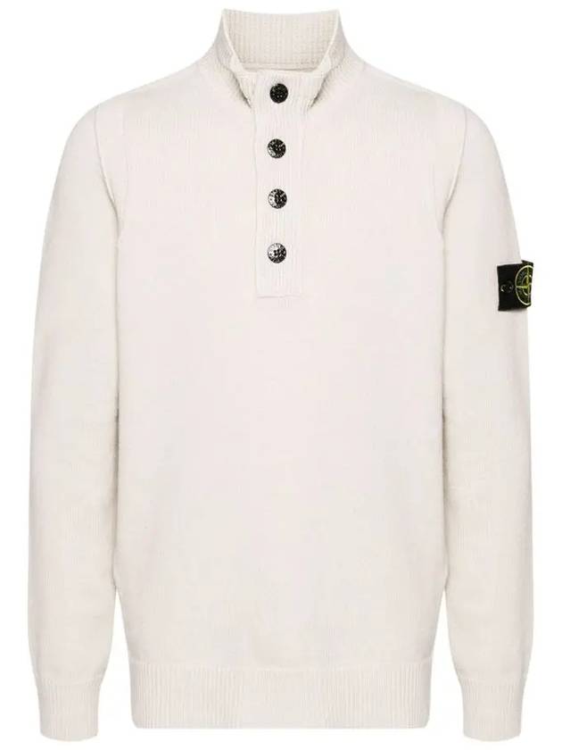 Wappen Patch Half Button Lambswool Knit Top Plaster - STONE ISLAND - BALAAN 3