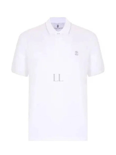 Embroidered Logo Cotton Short Sleeve Polo Shirt White - BRUNELLO CUCINELLI - BALAAN 2