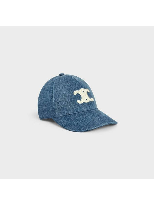 Triomphe Union Wash Denim Ball Cap Blue - CELINE - BALAAN 2