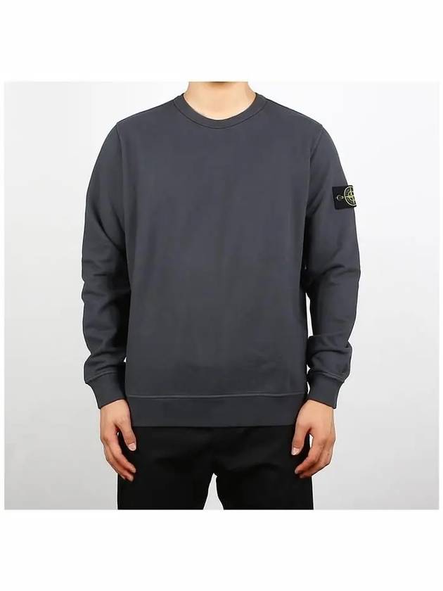 Brushed Cotton Fleece Garment Dyed Crewneck Sweatshirt Lead - STONE ISLAND - BALAAN 3