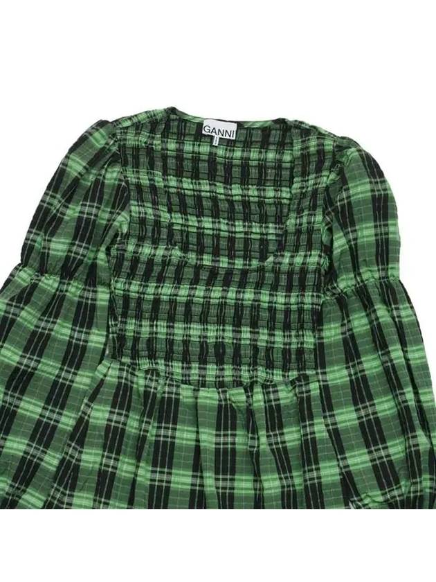 Women's Seersucker Check Smoke Long Dress Peapod - GANNI - BALAAN 4