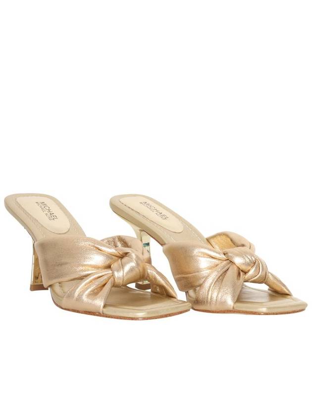 Elena Metallic Leather Sandal Heels Gold - MICHAEL KORS - BALAAN 3