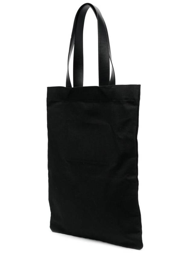 Logo Print Large Cotton Tote Bag Black - JIL SANDER - BALAAN 3