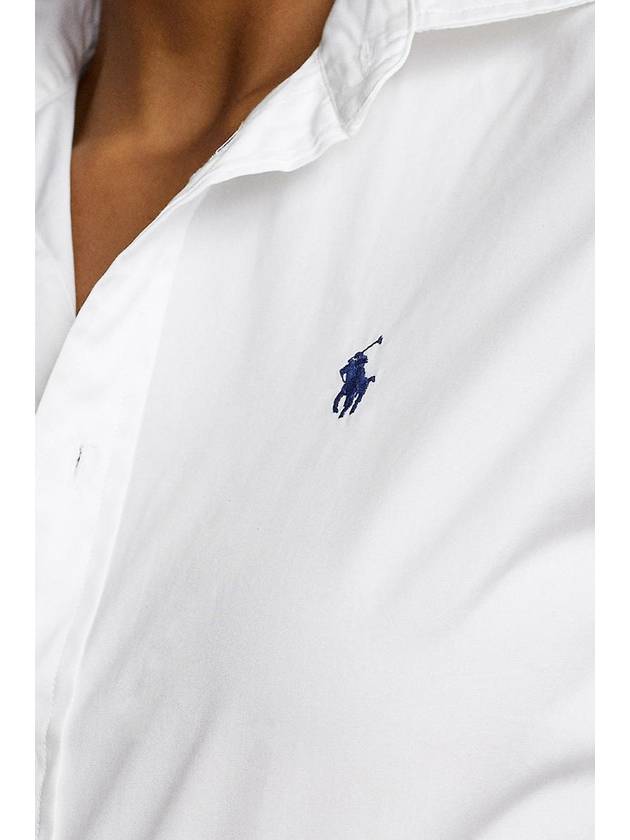 Embroidered Pony Logo Cotton Long Sleeve Shirt White - POLO RALPH LAUREN - BALAAN 5