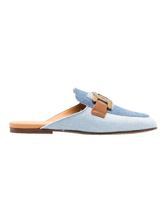 Metal Logo Denim Flat Mule Blue - TOD'S - BALAAN 1