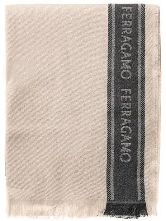 Ferragamo Logo Scarf 190 Beige 520094 762293 - SALVATORE FERRAGAMO - BALAAN 1