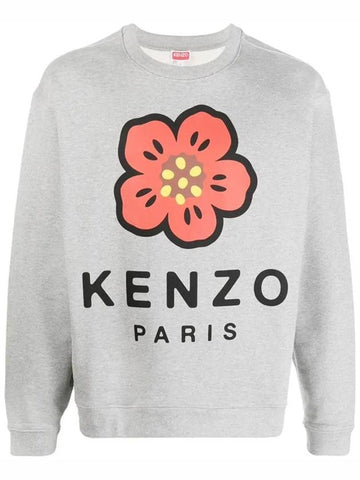 Flower logo printing brushed sweatshirt gray 5SW410 4ME 94 - KENZO - BALAAN 1