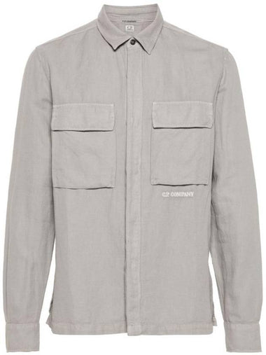 Broken Linen Cotton Long Sleeve Shirt Grey - CP COMPANY - BALAAN 1