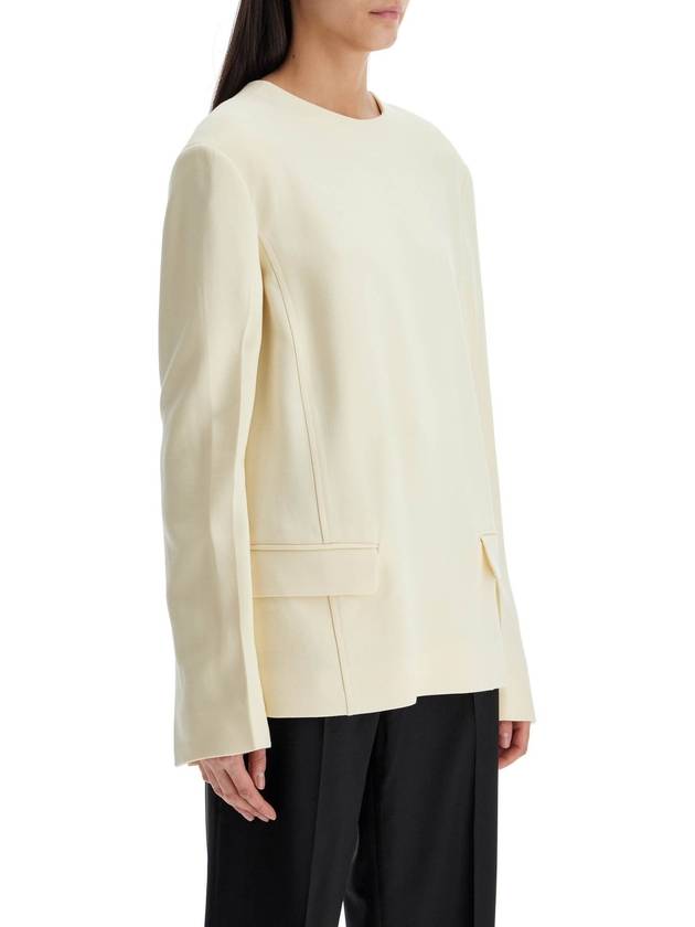 beige long sleeve top with applied pockets in viscose and wool - TOTEME - BALAAN 2