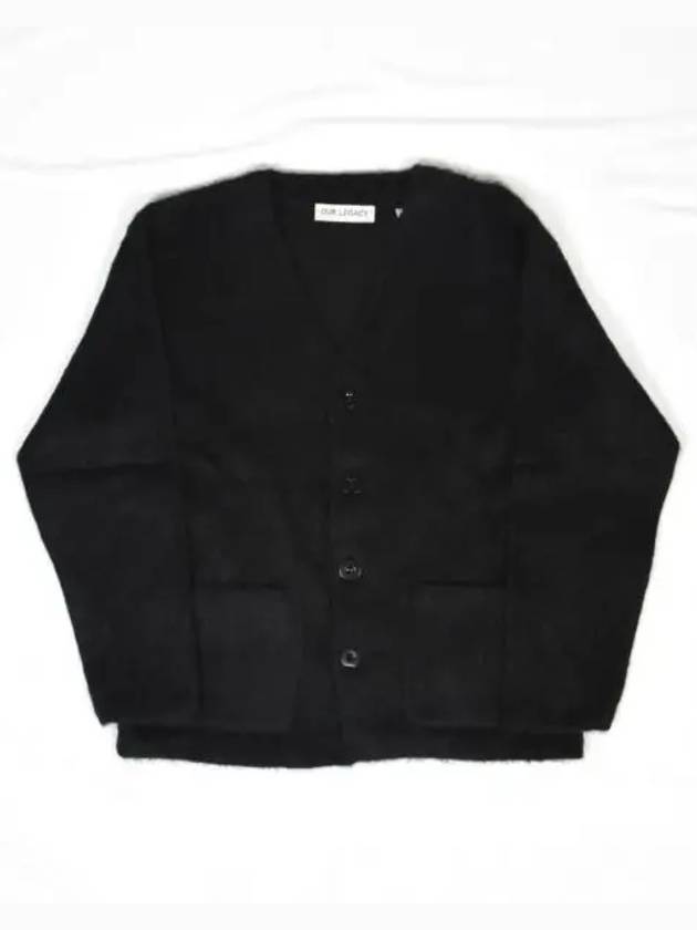 Mohair V-neck Relaxed Fit Wool Cardigan Black - OUR LEGACY - BALAAN 2