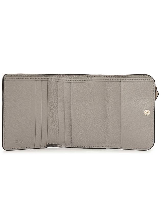 Alphabet Grain Leather Flap Small Half Wallet Grey - CHLOE - BALAAN 6