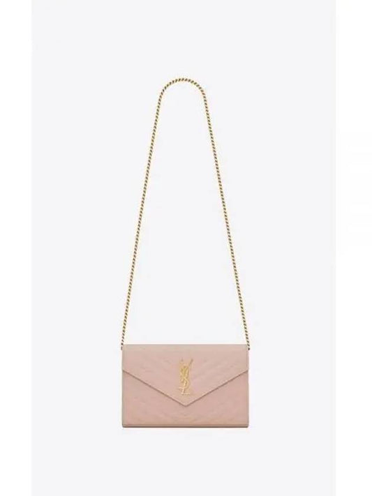 Monogram Matelasse Chain Shoulder Bag Pink - SAINT LAURENT - BALAAN 2