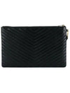 Gold Monogram Document Holder In Matelasse Leather Black - SAINT LAURENT - BALAAN 5