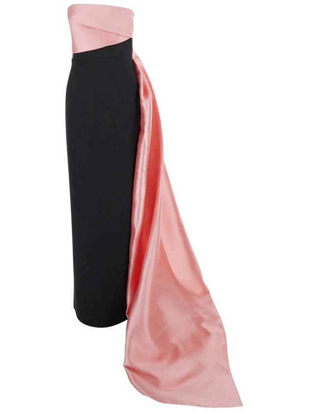 'Kinsley' Pink Off-Shoulder Long Dress With Draped Detail In Tech Fabric Stretch Woman - SOLACE LONDON - BALAAN 1